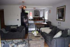 Χώρος καθιστικού στο Scarlett Cabin Glan Gwna