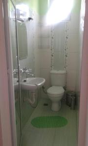 een kleine badkamer met een toilet en een wastafel bij Agalina Sea House in Sozopol