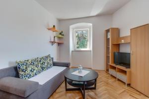 Televízia a/alebo spoločenská miestnosť v ubytovaní Apartments Bellus Mare