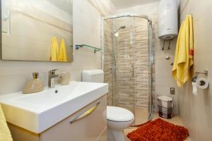 a bathroom with a sink and a shower at Apartmani Anica in Risika +54 photos
