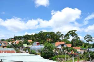 Blick auf eine Stadt mit Häusern und Bäumen in der Unterkunft Xen Villa in Da Lat