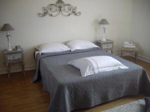 a bedroom with a large bed with two night stands at La maison Maria Rosa in Onzain