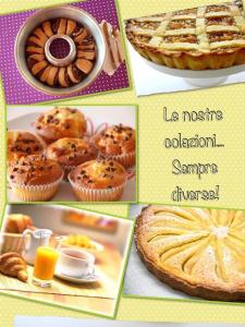 a collage of pictures of various pastries and pies at B&B La Palma in Petacciato