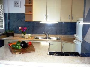 blat kuchenny ze zlewem i warzywami na tablicy cięcia w obiekcie Apartments Karmen Pula w Puli +37 zdjęć