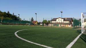 a soccer field with a net on a soccer field at Sportpenzion Pohoda in Pilsen