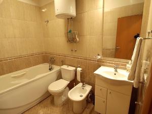 a bathroom with a toilet and a tub and a sink at Sonja Vacation home in Podorjak +25 photos