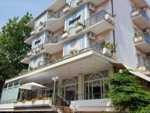 apartamentowiec z doniczkami na balkonach w obiekcie Hotel Saponi w Rimini