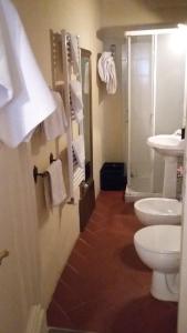 a bathroom with a toilet and a sink and a shower at Il Duca Apartment in Florence