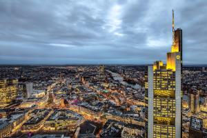 Uma visão geral de Frankfurt ou uma vista da cidade tirada do hotel
