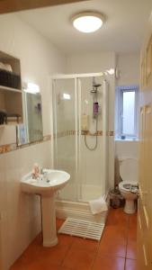 a bathroom with a shower and a sink and a toilet at Coiribe House B&SelfBreakfast in Galway +36 photos