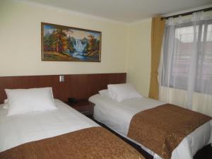 Ein Bett oder Betten in einem Zimmer der Unterkunft Hotel Newen