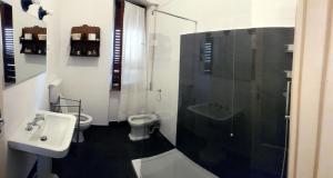 een badkamer met een wastafel, een douche en een toilet bij Il Terrazzo Sul Castello in Lerici