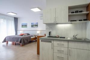 Kuchyň nebo kuchyňský kout v ubytování Greensgate Hotel Dýšina