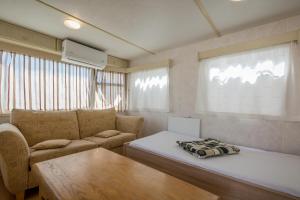 a living room with a couch and a table at Nemeth Camping Spa & Pool Access in Sovata +49 photos