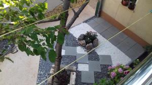an overhead view of a garden with a tree and flowers at Jasmina in Senj