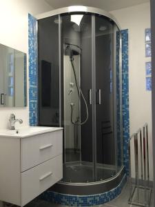 a bathroom with a shower and a sink at Appartement à Le Portel in Le Portel