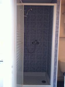 a shower with a glass door in a bathroom at Treilles'Appart in Lille