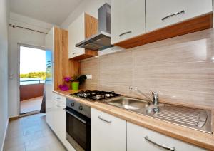 Kuchyň nebo kuchyňský kout v ubytování Apartments Clara