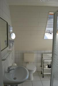 WalkenriedにあるFerienwohnung-Stricker-Typ-A-Balkon-1-3のバスルーム(洗面台、トイレ付)
