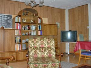 a living room with a chair and a tv at Apartments Dr. Med. Vet. Tempelman in Interlaken