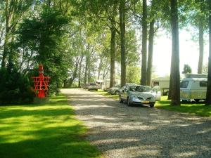 テニングにあるNordsee-App-1の木立公園内に車を停めた砂利道