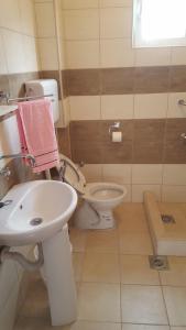 a bathroom with a toilet and a sink at Apartments Diva in Dobra Voda +48 photos
