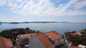 a view of a large body of water with houses at Apartments Anita in Hvar