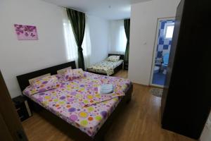 Ένα ή περισσότερα κρεβάτια σε δωμάτιο στο Casa Iustina Sulina
