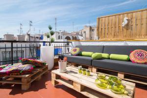 A balcony or terrace at Unique studio Apartment with amazing terrace Sitges centre beach
