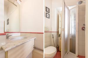 two pictures of a bathroom with a toilet and a sink at Piazza Marina Holiday House by DomuSicily in Palermo