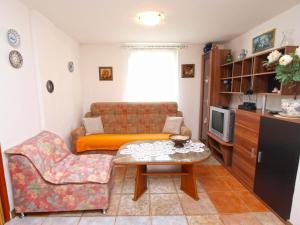 a living room with a couch and a table at Apartments Milica 1391 in Banjole