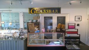 a display window of a glass bar in a store at Elisetorp in Kivik