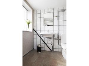 a bathroom with a sink and a toilet at Gotland Magazin1 Guesthouse in Havdhem