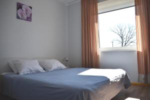 Rúm í herbergi á Saare Automatic Hostel