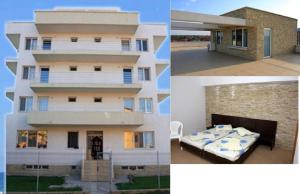 eine Collage aus drei Bildern eines Hauses in der Unterkunft Villa Teo in Costinești