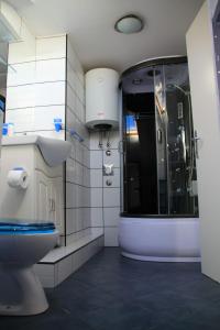 uma casa de banho com um WC e um chuveiro em Apartment Anthea em Opatija