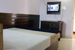 a bedroom with a bed and a tv in it at Viva Guest House in Panaji