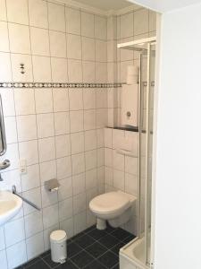 ein Bad mit einem WC und einem Waschbecken in der Unterkunft Ferienwohnungen Nora in Bad Neuenahr-Ahrweiler