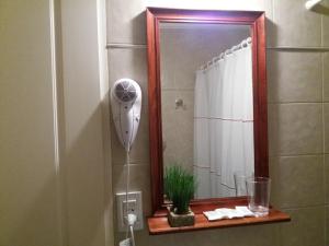 a bathroom with a shower with a mirror at Al Mar Departamentos in Puerto Madryn +27 photos