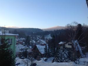 シュクラルスカ・ポレンバにあるApartament Sniezna Sowaの雪の町
