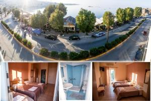 a collage of pictures of a city and a street at Zoumboulis Rooms in Mytilini
