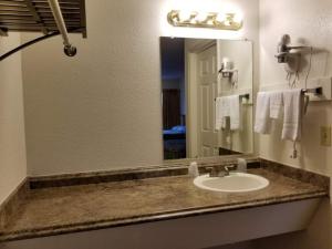 encimera con lavabo y espejo en Nites Inn Motel en Seattle