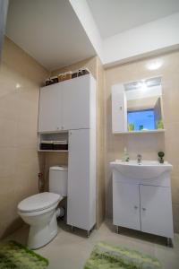 ママイアにあるRelax Apartmentのバスルーム(トイレ、洗面台、鏡付)
