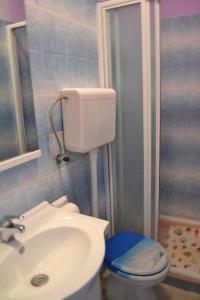 a small bathroom with a toilet and a sink at Apartmani Jenny i Tania in Lopar