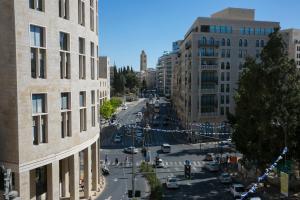 a view of a street in a city with buildings at The MAZ Jerusalem in Jerusalem