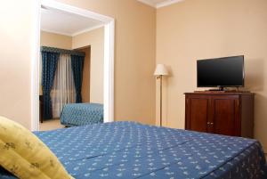 a hotel room with a bed and a flat screen tv at Provincial Plaza Hotel in Salta