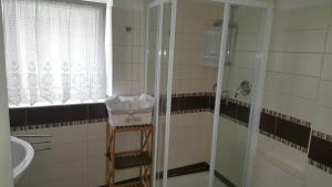 łazienka z prysznicem i umywalką w obiekcie Casa Di Girolamo w mieście Predazzo +22 zdjęcia