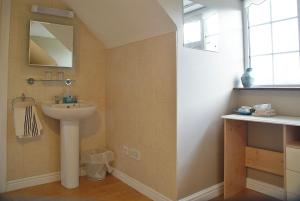 a bathroom with a sink and a mirror at Strand's End House Rooms only, No Breakfast served in Cahersiveen