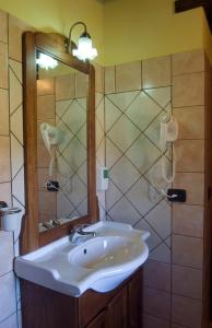 a bathroom with a sink and a shower at La Casa nella Prateria in Altomonte