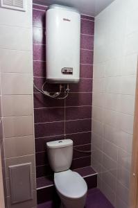 キーロフにあるApartamenty na Surikova 50の紫のタイル張りのバスルーム(トイレ付)
